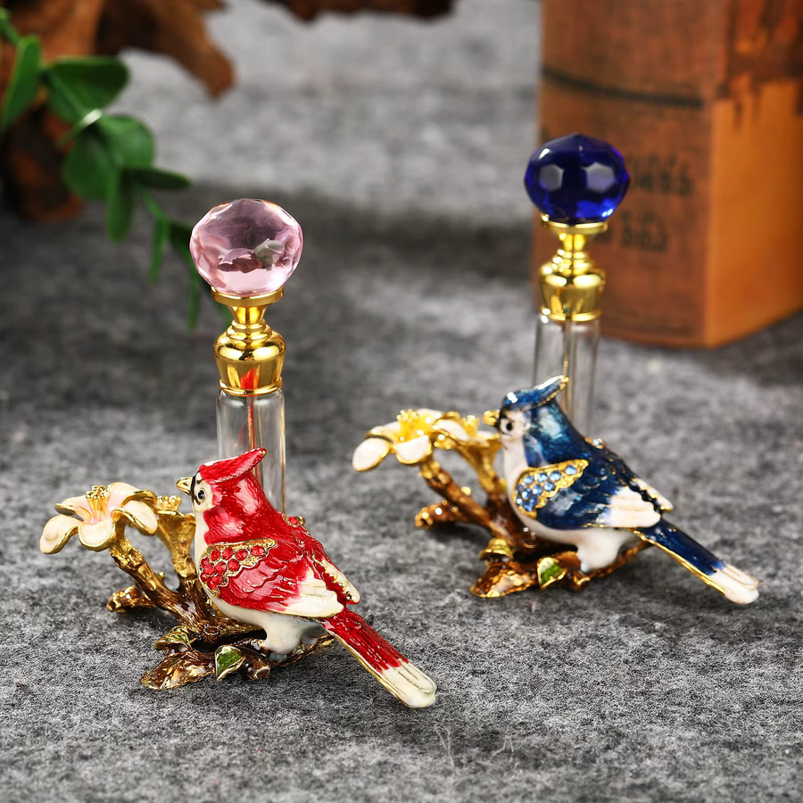 Kristallglas-Parfümflasche, 5 ml, nachfüllbar, Juwelenblumen-Design - Bild 2