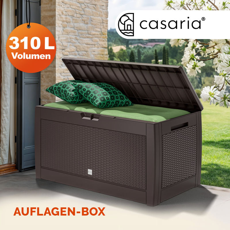 CASARIA Gartenbox Rato in Braun mit Rattan-Optik, wasserdicht, 310 l, Kunststoff - Bild 3