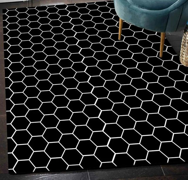 Lodestar Boho Teppich mit Bienenmuster und floralem Design, Schwarz, B/H: 40 x 60 cm - Bild 1