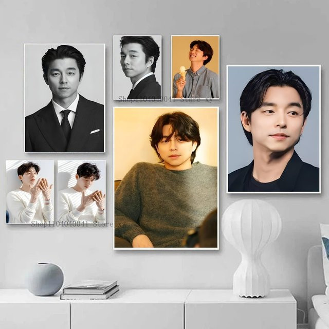 Dekoratives Poster mit Porträt des koreanischen Schauspielers Gong Yoo als moderner Kunstdruck auf Papier in Mehrfarben - Bild 1