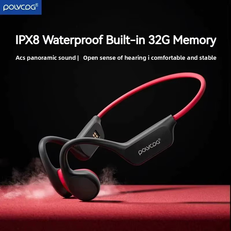 POLVCDG X7 Knochenleitung-Kopfhörer mit 32GB Speicher, Bluetooth 5.3 und IPX8 Wasserdichtigkeit für das Schwimmen, Schwarz - Bild 2