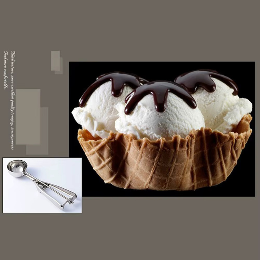 Eisbrei und Kartoffelschaufel aus Edelstahl in Silber mit Federgriff und runder Form - Bild 3