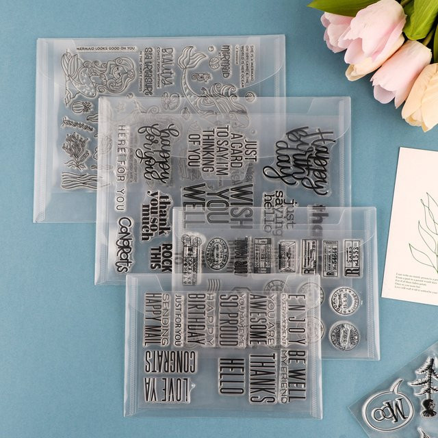 Durchsichtige Aufbewahrungstasche aus Kunststoff für Stempel, Stanzformen und Aufkleber, wasserdichter Organizer und Quittungshalter in Transparent - Bild 1