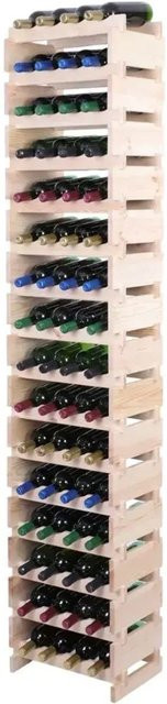 PROREGAL Weinregal VINOTECA FLEX aus massivem Kiefernholz, Natur unbehandelt, braun, H x B x T: 219 x 46 x 32 cm, Platz für 64 Flaschen auf 16 Ebenen - Bild 1