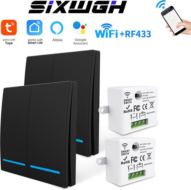 Tuya WLAN-Schalter mit RF433MHz und Sprachsteuerung kompatibel mit Google Home und Alexa ohne Verkabelung mit Zeitsteuerung - Bild 1