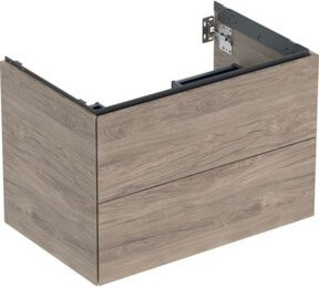 Geberit Waschtischunterschrank One in Holzoptik Braun mit 2 Schubladen, B/T/H: 74 x 50,4 x 47 cm - Bild 1