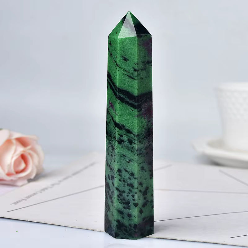 RYCRYSTAL Epidot Kristall Obelisk in Grün, natürlicher Heilstein als Deko-Ornament für deine Wohnkultur, Höhe: 11 bis 13 cm - Bild 5