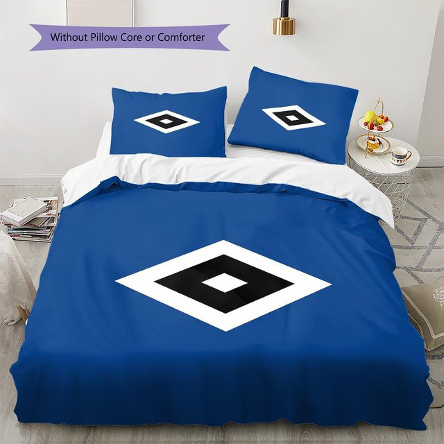 HSV Muster Bettwäsche Set aus Polyester in Blau mit 1 Bettbezug und 2 Kissenbezügen, B/T: 200 x 200 cm - Bild 1