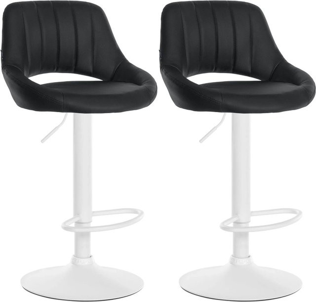 DELUKE 2er Set Barhocker SEGAD aus Kunstleder in Schwarz, höhenverstellbar und drehbar mit Lehne, B/T/H: 47 x 48 x 85 cm - Bild 1