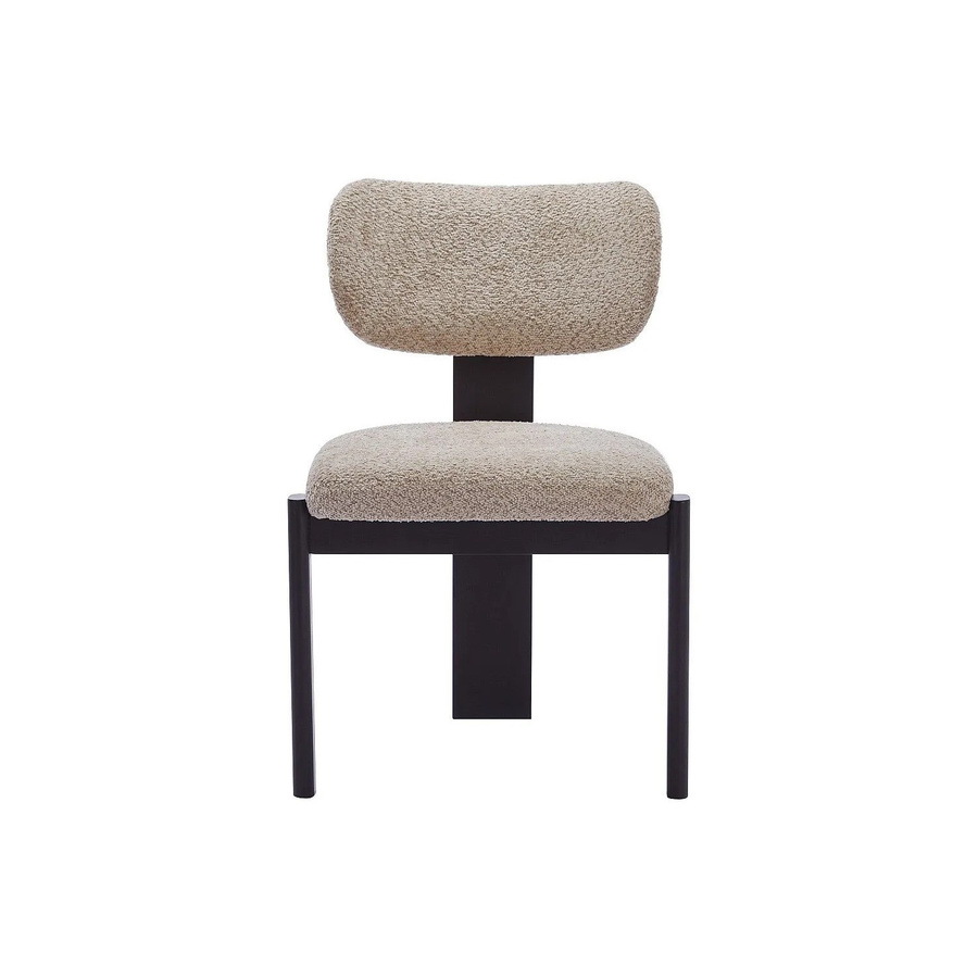 Vente-unique Stuhl Wilana in Taupe aus Bouclé-Stoff und Kautschukholz - Bild 2