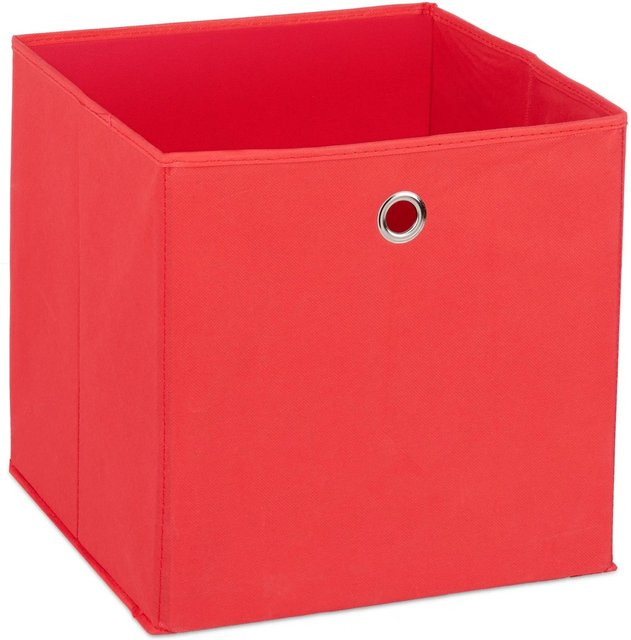 Relaxdays Aufbewahrungsbox aus Stoff im 2er Set, Rot, B/T/H: 30 x 30 x 30 cm, faltbar - Bild 1
