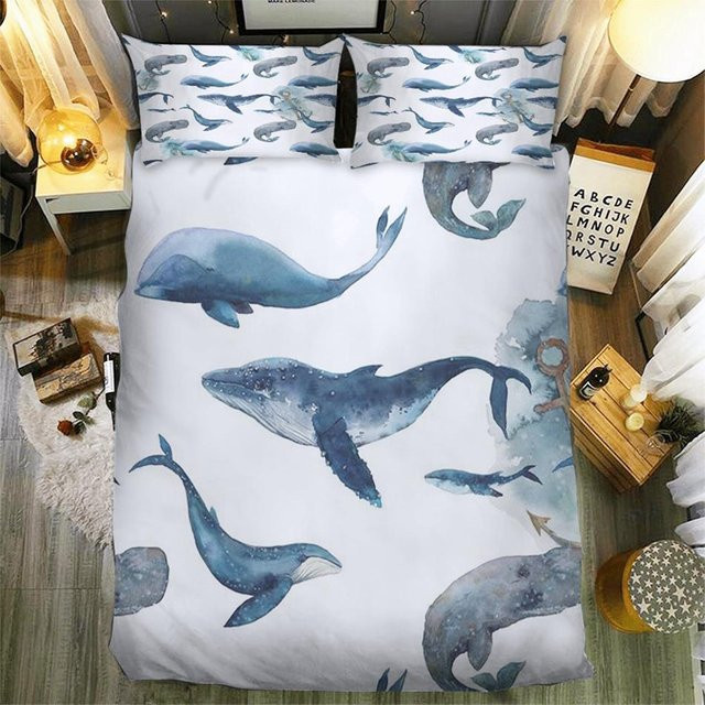 Flylo Bettwäsche-Set Luxus Wal mit Motiv in Blau, Microfaser, B/H: 135 x 200 cm - Bild 1