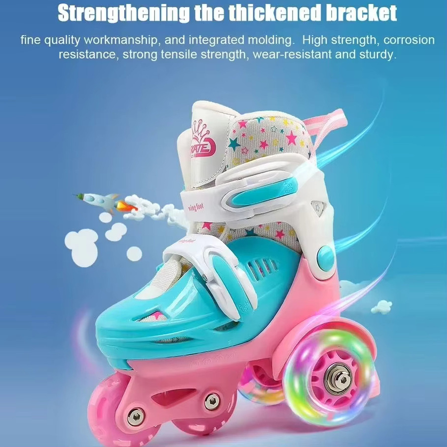 YYW Kinder-Inline-Rollschuhe Komplettset, leuchtende Skateschuhe, verstellbare Größe, mit Knieschonern, Ellbogenschonern, Helm, Rollen, Rucksack - Bild 2