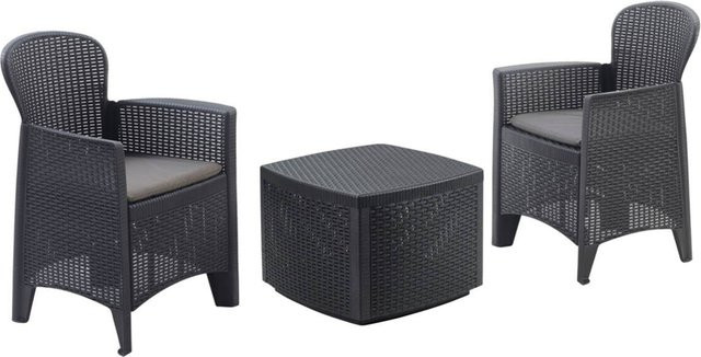 ProGarden Balkonset Three in Anthrazit aus Kunststoff in Rattanoptik - Bild 1