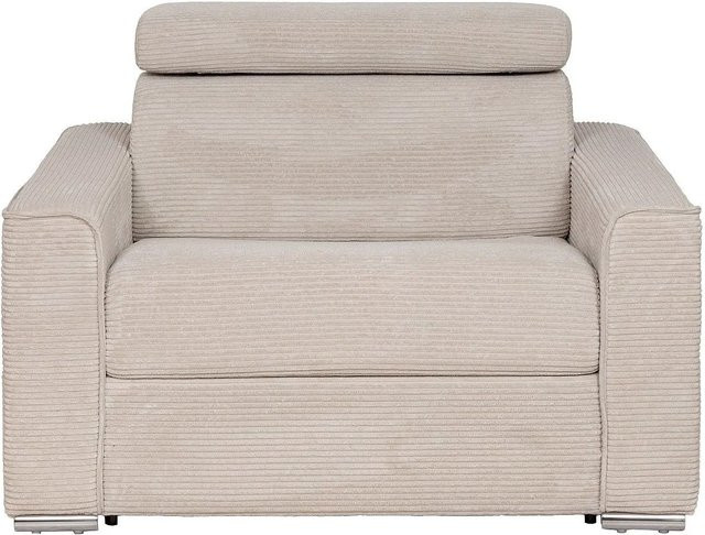 Vente-unique Schlafsessel Vizir in Beige aus Cord mit Armlehnen - Bild 1