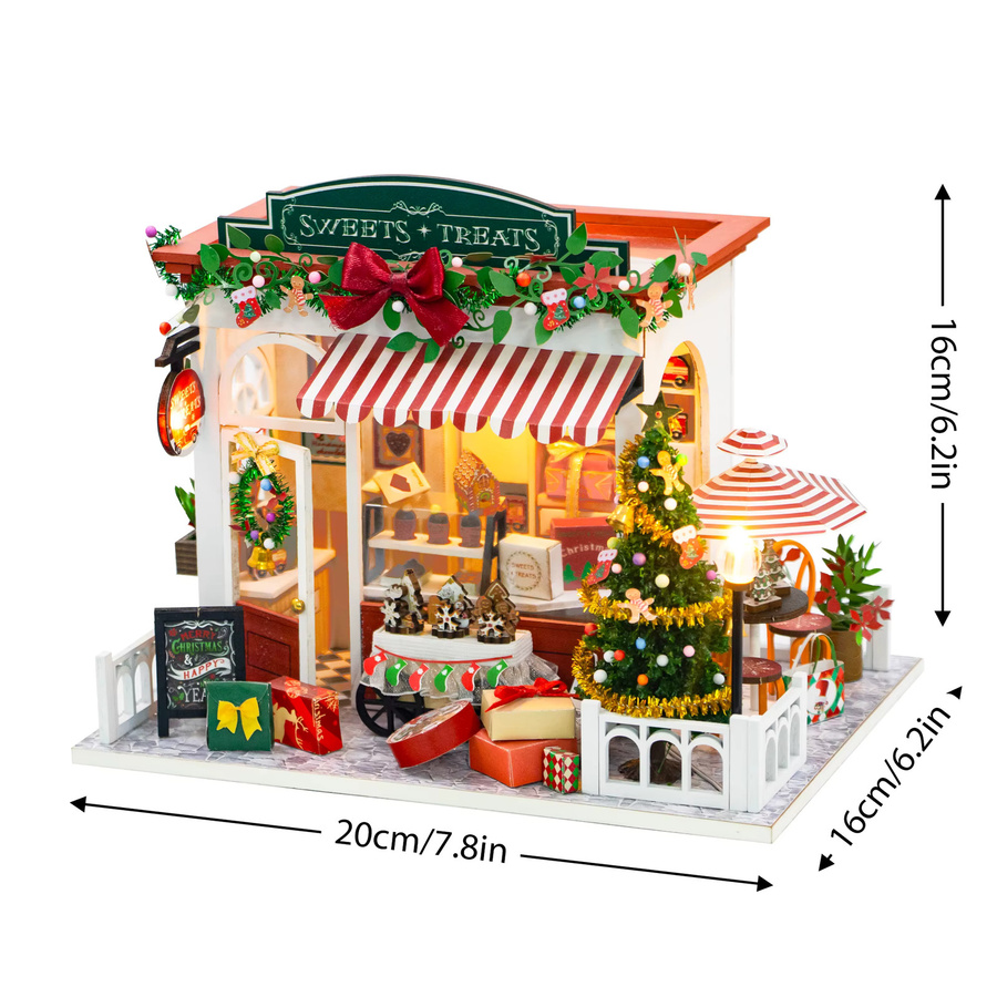 zuuton DIY Miniatur-Puppenhaus-Bausatz mit LED-Beleuchtung aus Holz in Mehrfarbig - Bild 3