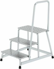 MUNK Aluminium-Arbeitspodest starr mit Handlauf, 3 Stufen, Silber - Bild 1