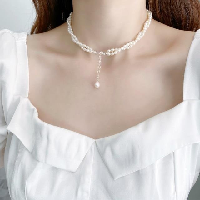 Doppelkette Süßwasserperle, 925 Sterling Silber, gray, Damen, 36cm - Bild 1