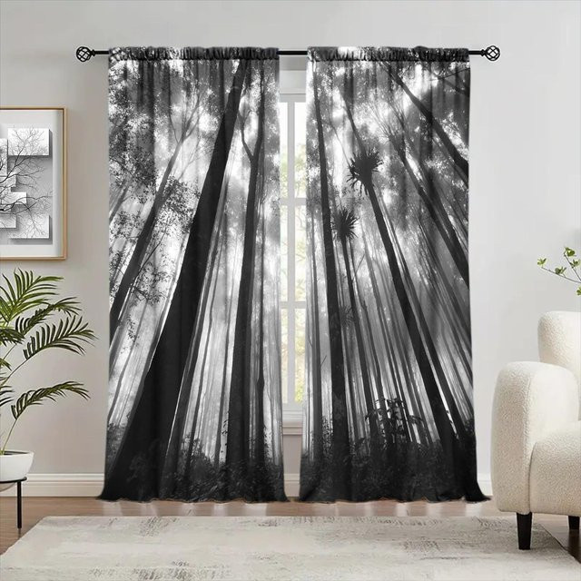 Metasequoia Kunstbild Vorhang aus Polyester mit Lichtblockierung, Breite: 100 cm, Höhe: 70 cm - Bild 1