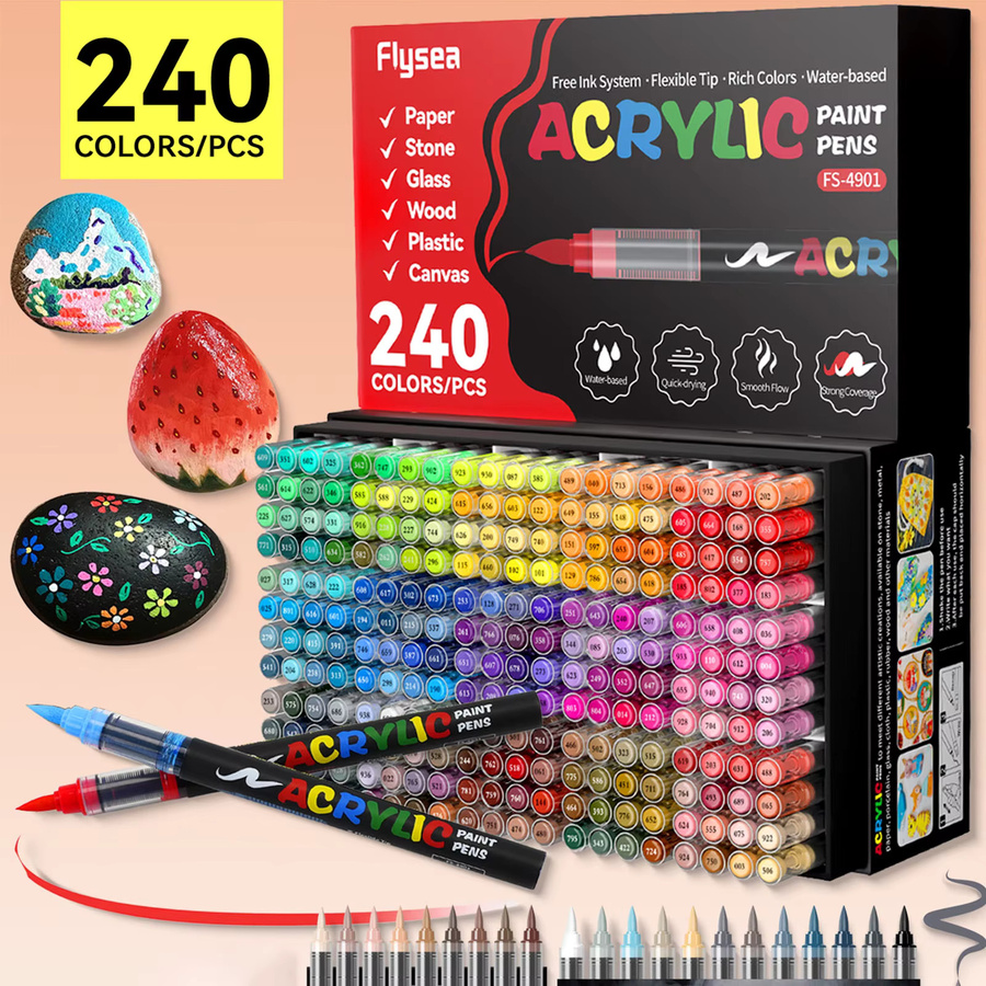 Set mit 36 flüssigen Acrylfarben-Markern in Multicolour für Kunstzeichnungen, DIY-Bastelarbeiten und Schulbedarf - Bild 6