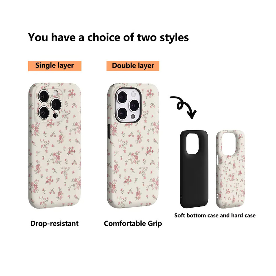 Cremerosa Blumen Handyhülle für iPhone 11 bis iPhone 17 Pro Max Plus mit doppelschichtiger Rückseite in Multicolour - Bild 2