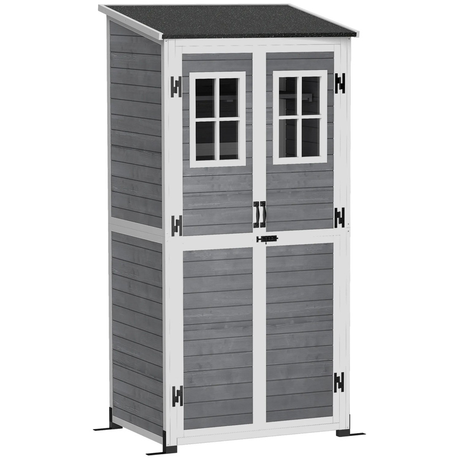 Outsunny Gartenschrank aus Tannenholz in Hellgrau, B/T/H: 69 x 60 x 192 cm - Bild 3