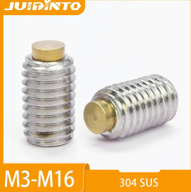 JUIDINTO Innensechskant-Gewindestifte aus 304 Edelstahl mit Messingspitze in Silber - Bild 1