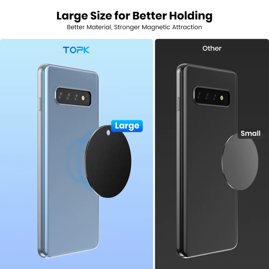 TOPK Universal-Metallplatte für magnetische Kfz-Telefonhalterungen, 4er-Pack, Schwarz - Bild 4
