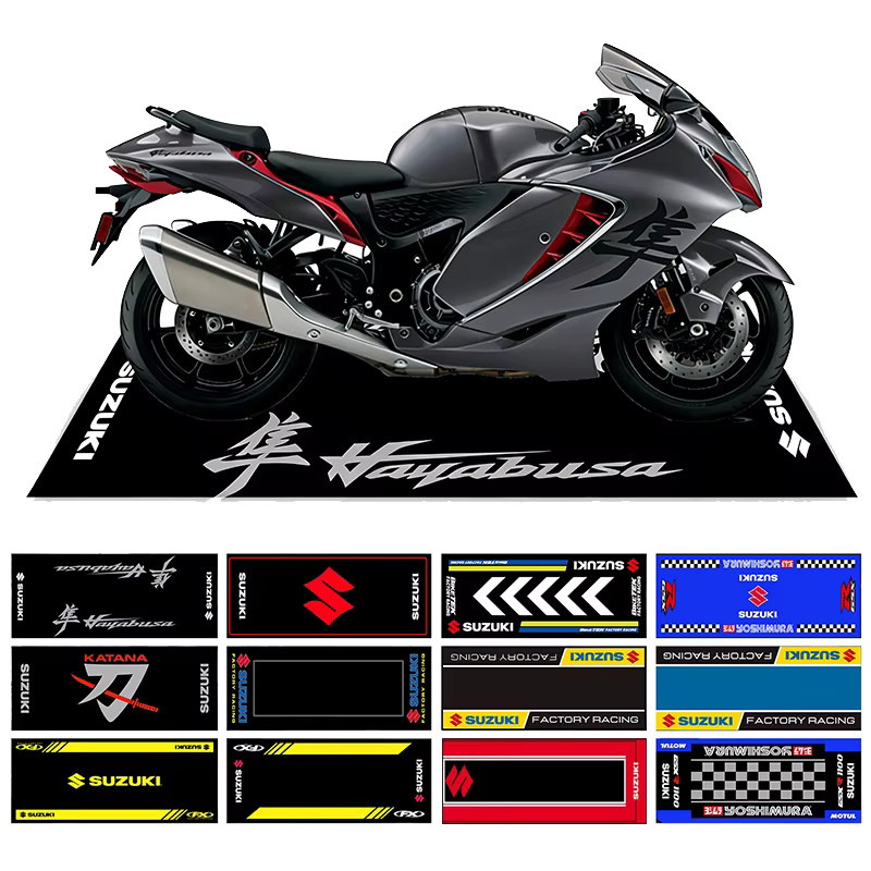 Suzuki Motorrad-Parkmatte Rutschfester Garagen-Teppich Schwarz B: 200 cm, T: 60 cm - Bild 5