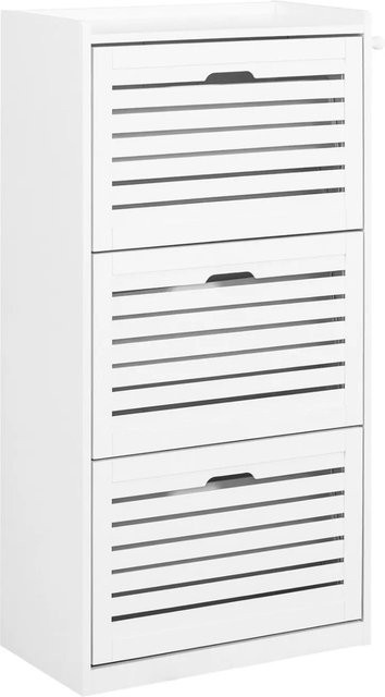 SoBuy Schuhschrank FSR108-W mit 3 Klappen in Weiß, H x B x T: 112 x 55 x 30 cm - Bild 1