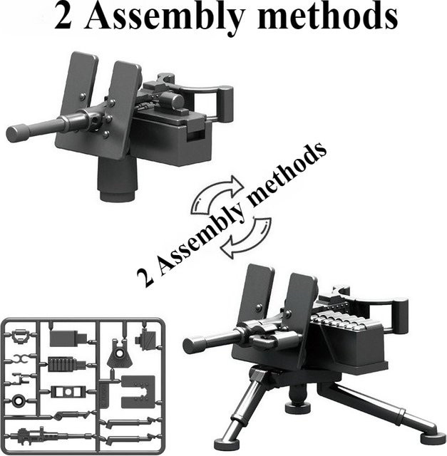 Mitty Militärserie Schlachtfeld-Maschinengewehr-Set in Schwarz als DIY-MOC-Armeemodell aus Kunststoff - Bild 1