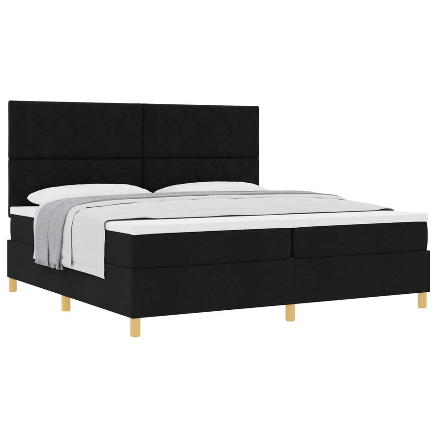 vidaXL Boxspringbett mit Matratze und Taschenfederkern in Schwarz, B/T: 200 x 200 cm - Bild 2