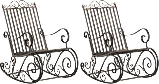 DELUKE Schaukelstuhl ANNA 2er Set Antik Bronze aus Metall für Garten und Terrasse B/T/H: 56 x 90 x 94 cm - Bild 1