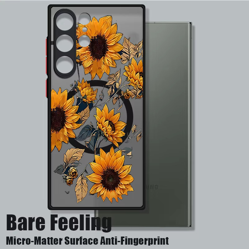 Sonnenblumen Handyhülle mit MagSafe Magnet für Samsung Galaxy S25 S24 S23 S22 S21 Ultra Plus FE in Schwarz und Mehrfarbig als Hard Cover - Bild 2