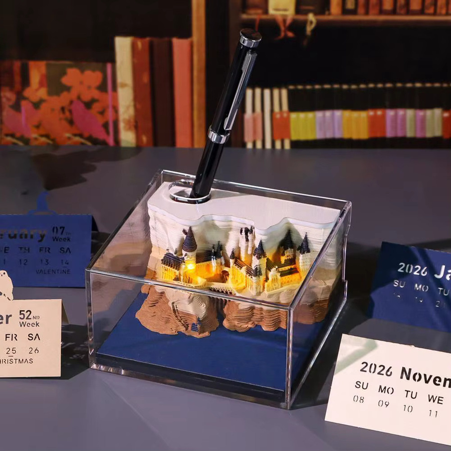 Hogwarts Magic Castle Kalender-Aufkleber mit Licht, 3D-handgerissener Schloss-Kalender als DIY-Handwerksset und zerreißbarer Notizblock, Multicolor - Bild 2