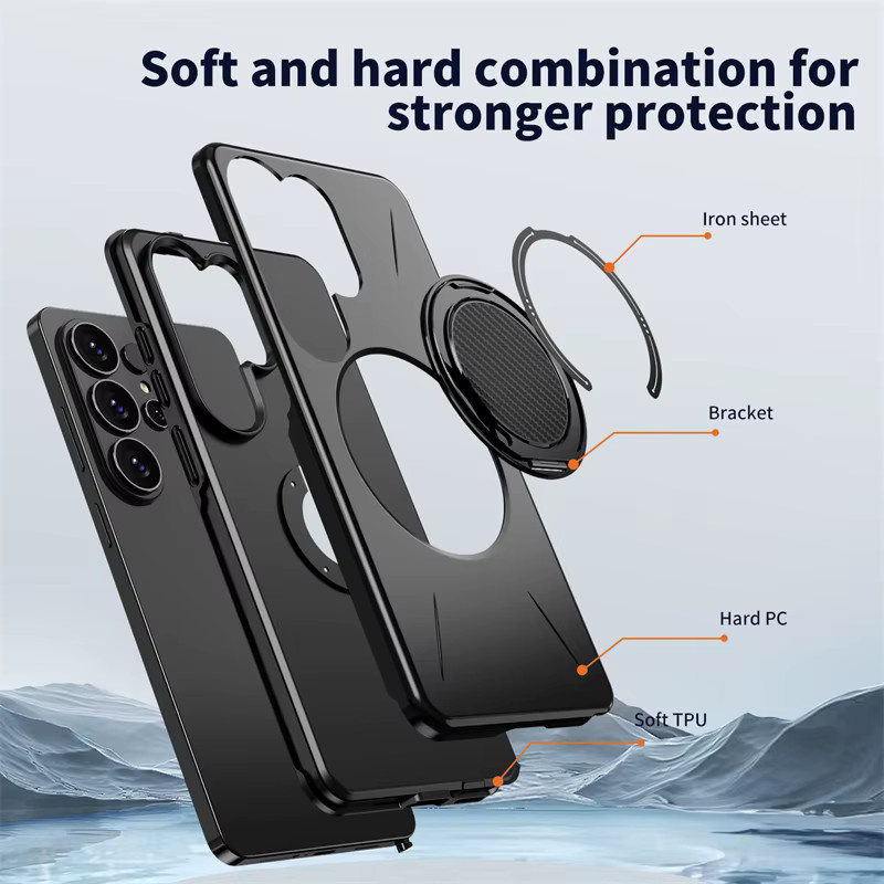 Magnetische 360 Grad Handyhülle für Samsung Galaxy S26 Ultra S25 Edge S24 FE S23 Plus S26+ mit MagSafe Kompatibilität in Schwarz und Lila - Bild 6