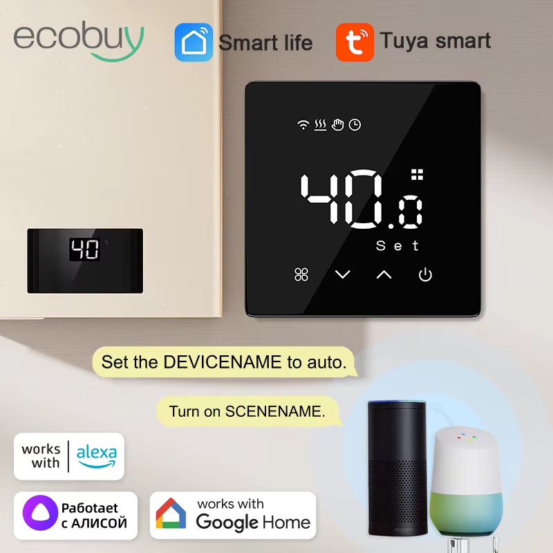 Tuya Smart Wifi Kessel Thermostat von ecobuy well, batteriebetrieben mit App-Steuerung und Smart Home Integration für Alexa und Google Home, Weiß oder Schwarz - Bild 4