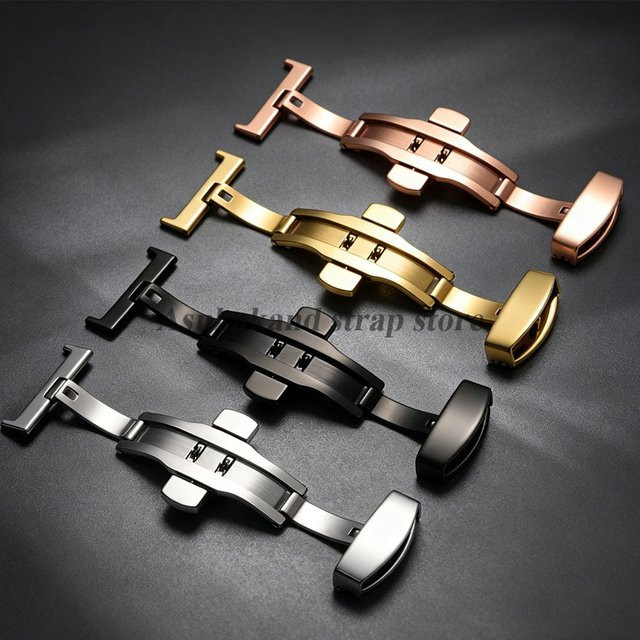asukaband Uhrenarmband-Verschluss Schmetterlingsverschluss, Edelstahl, Silber, Unisex - Bild 1