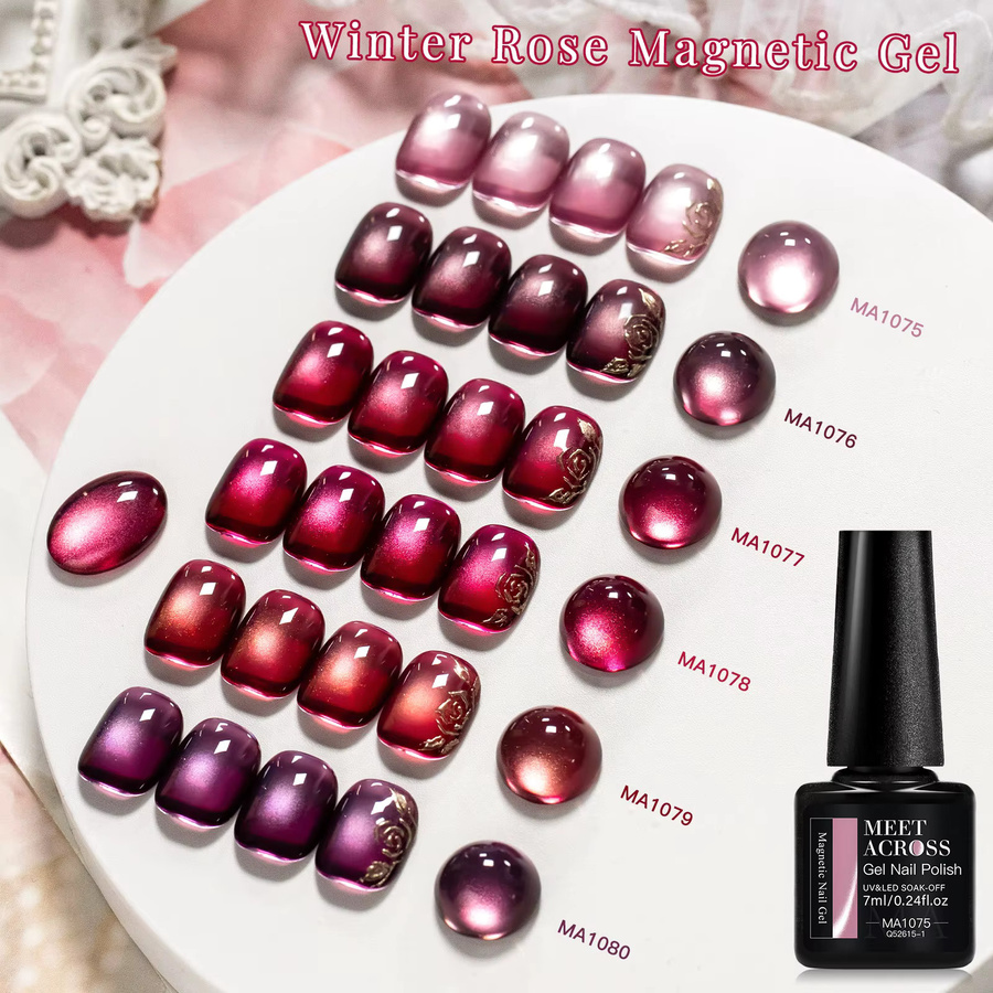 MEET ACROSS Winter Rose Magnetisches Gel Nagellack Set, 2 Stück - Bild 5