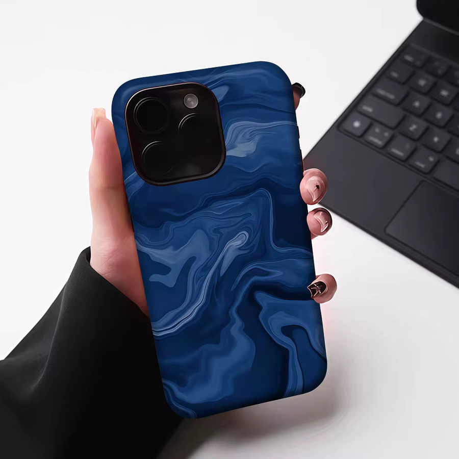 Aurbe Matte 2-in-1 MagSafe Hülle mit Tiefsee-Wellen-Design für iPhone 17 16 15 14 Plus Pro Max, Stoßfeste Hartschale, Blau - Bild 6
