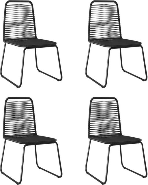 Furnicato 4er Set Gartenstühle aus Poly Rattan in Schwarz mit pulverbeschichtetem Stahlrahmen, B/T/H: 54 x 59 x 91 cm - Bild 1