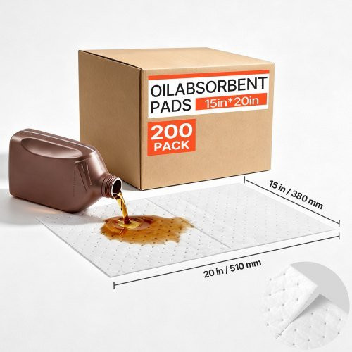 VEVOR Ölsaugtücher 200 Stück, weiße Ölbindematten aus 3-lagigem Polypropylen, B/B: 38,0 x 51,0 cm - Bild 1