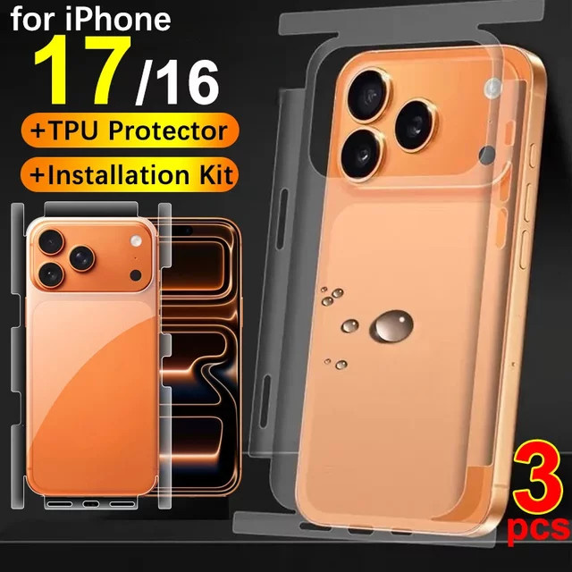 Hydrogelfolie für Apple iPhone 17 Pro Max, transparente Vollabdeckung für Rückseite und Seiten mit Installationswerkzeug - Bild 1