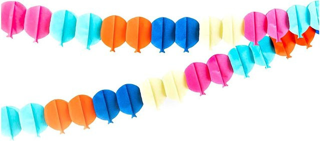 Rico Design Wabenpapier Girlande mit Luftballons in Bunt für Kindergeburtstag, Mottoparty oder Hochzeit, Länge: 6 m - Bild 1