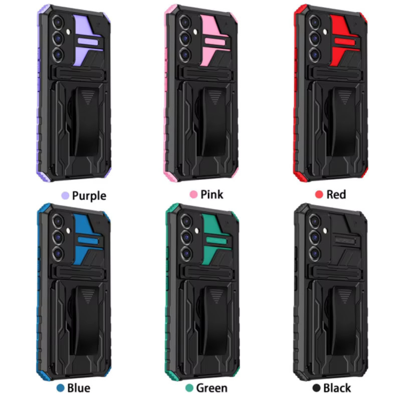 Schutzhülle mit Gürtelclip und Ständer für Samsung Galaxy A15 5G A25 A35 A55 A05 A05S A14 A24 A34 A54 A13 A33 in Schwarz und Lila - Bild 2