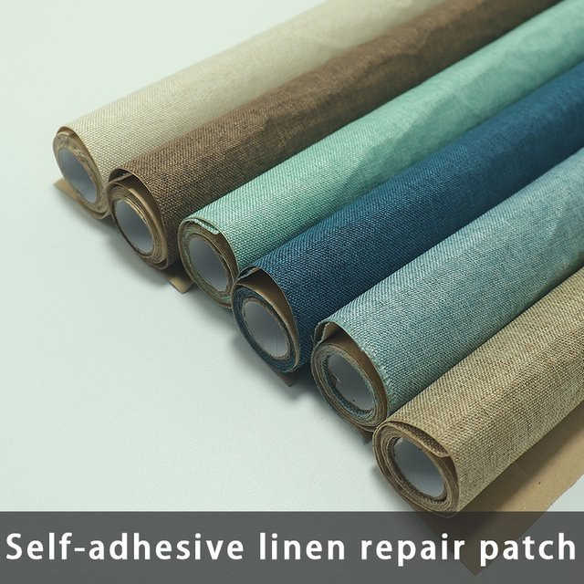 Selbstklebende Leinen-Stoffrolle als Reparatur-Patch für Möbel, Sofa und DIY-Projekte, Mehrfarbig, B: 40 cm, L: 135 cm - Bild 1
