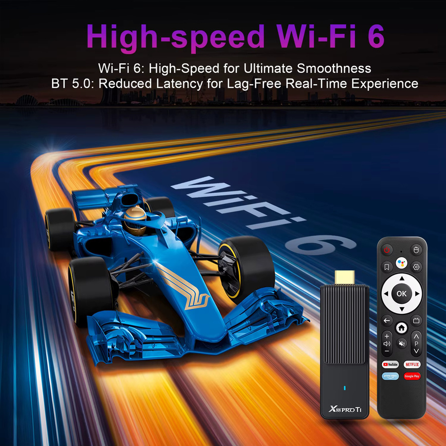 X88 PRO Smart TV Stick mit Android 14.0, 4K UHD, WiFi 6, Quad Core Prozessor, 2GB RAM, 16GB Speicher, Voice Remote, Schwarz - Bild 3