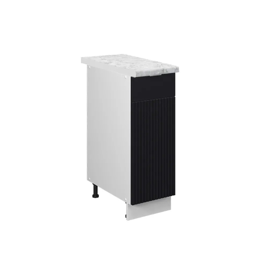 Vicco Apothekerunterschrank Fame-Line Weiß Schwarz gestreift mit Arbeitsplatte Marmor-Weiß B/T/H: 30 x 30 x 30 cm - Bild 3