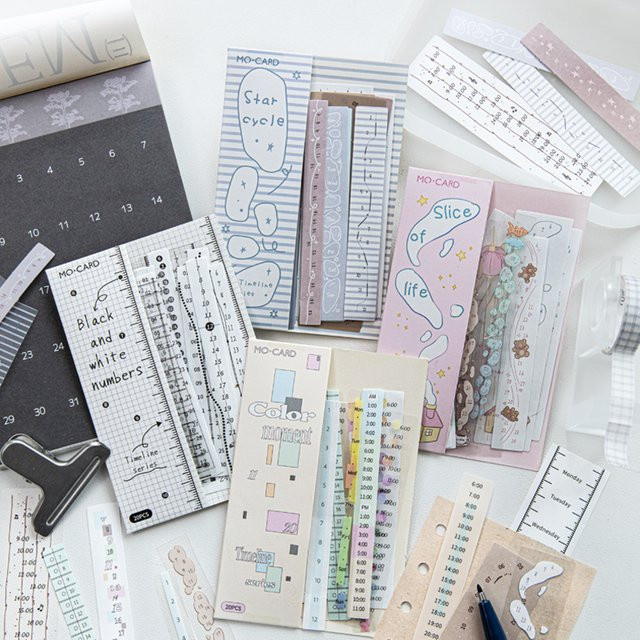 Mr.Paper Timeline-Serie Lange Streifen-Aufkleber, 4er-Pack, Multicolour, Minimalistische Planer-Dekoration für Tagebuch, Scrapbook und Terminplanung - Bild 1