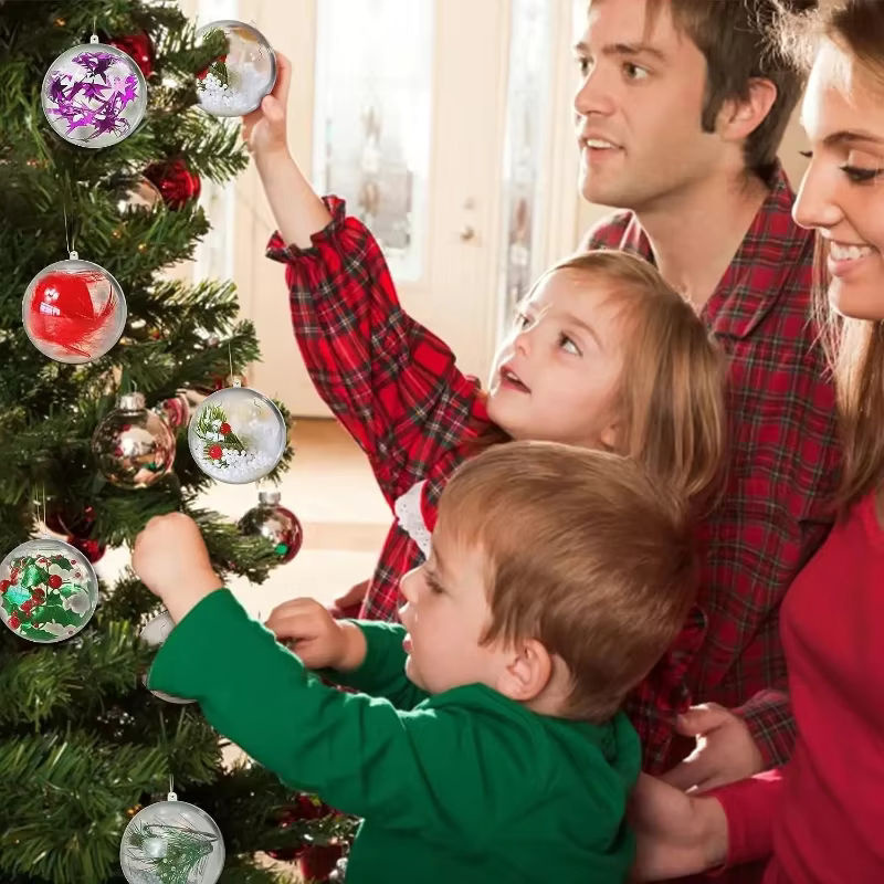 Transparente DIY Kunststoff Kugeln zum Befüllen als hängende Ornamente für Weihnachten, Hochzeit und Party, 1 bis 24 Stück - Bild 4